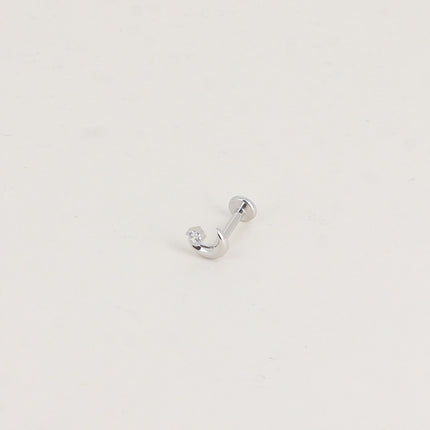 Piercing en titane - lune et cristal