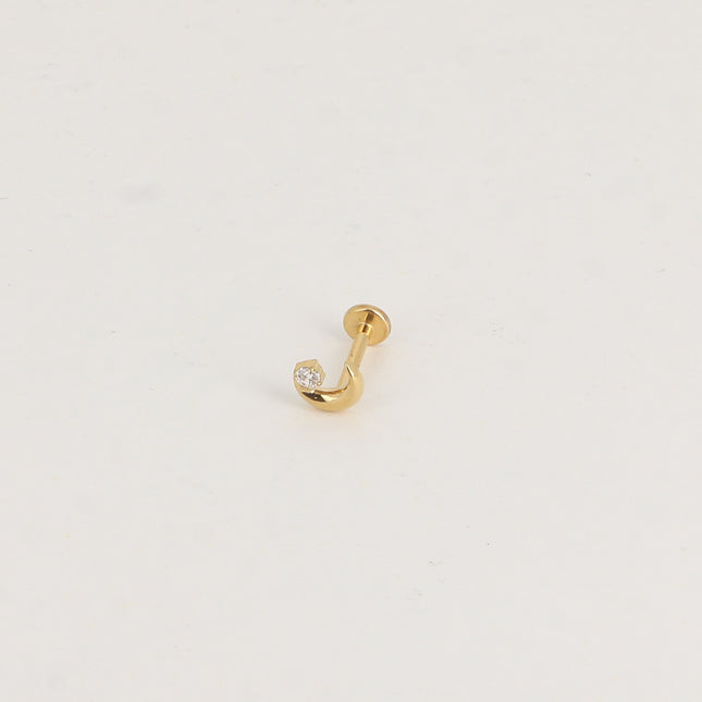Piercing en titane - lune et cristal
