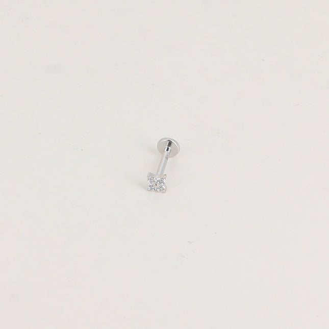 Piercing en titane - trèfle en cristal