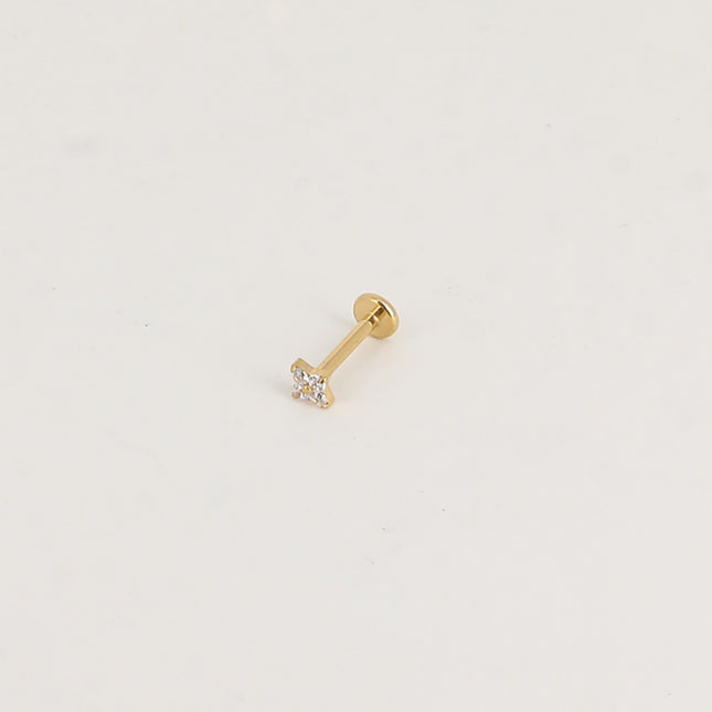 Piercing en titane - trèfle en cristal