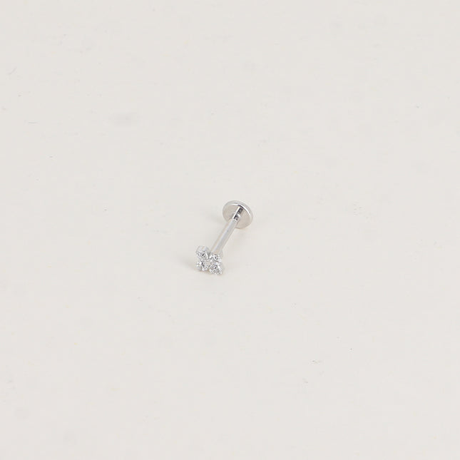 Piercing en titane - trèfle en cristal