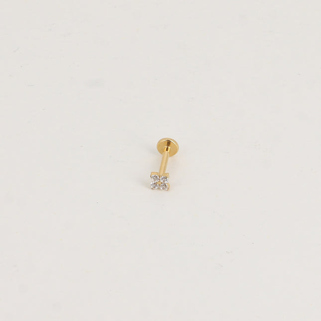 Piercing en titane - trèfle en cristal