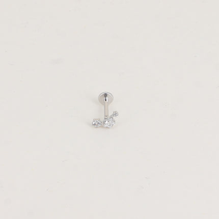 Piercing en titane - étoile en cristal et 2 cristaux ronds