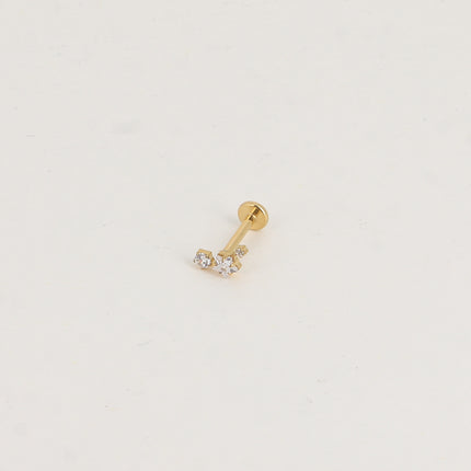Piercing en titane - étoile en cristal et 2 cristaux ronds
