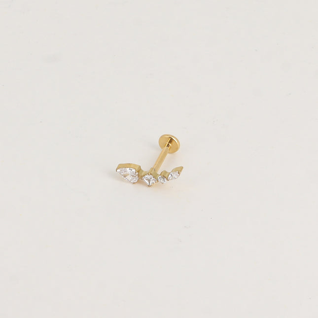 Piercing en titane - chaîne de 4 cristaux