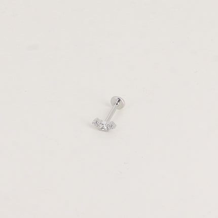 Piercing en titane - cristal carré et 2 cristaux ronds