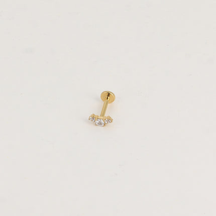 Piercing en titane - cristal carré et 2 cristaux ronds