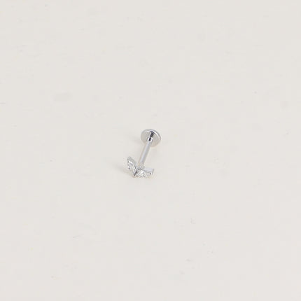 Piercing en titane - feuillage en cristal