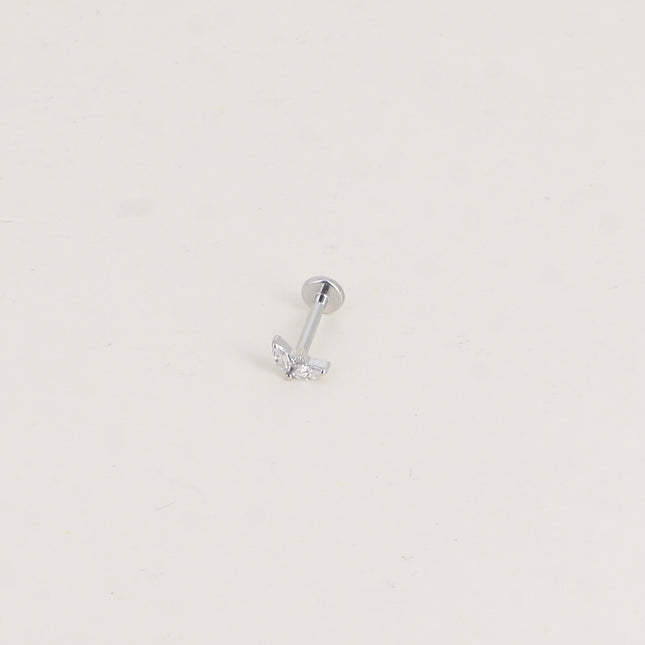 Piercing en titane - feuillage en cristal