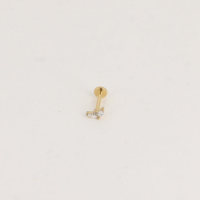 Piercing en titane - feuillage en cristal