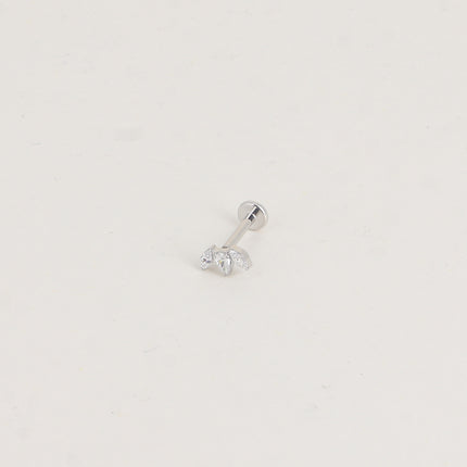 Piercing en titane - feuillage en cristal