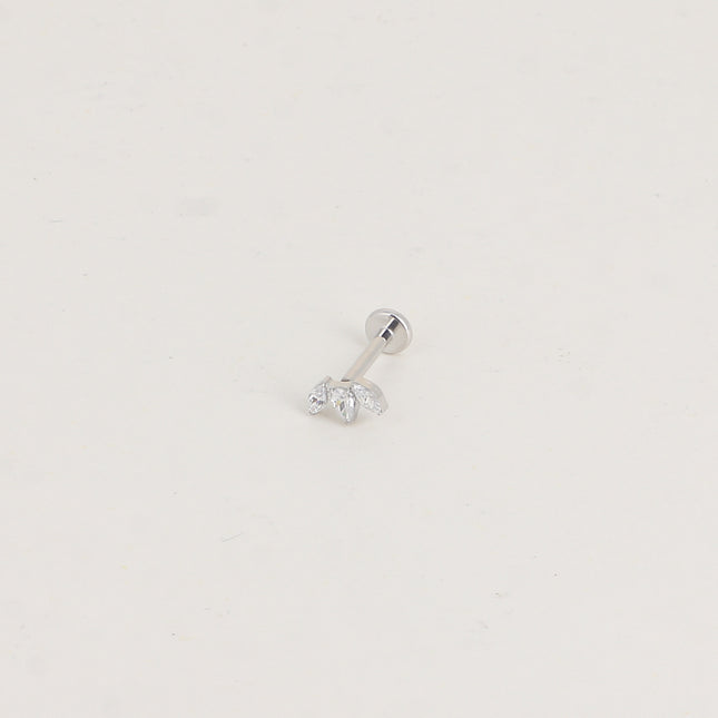 Piercing en titane - feuillage en cristal