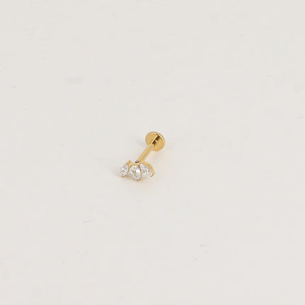 Piercing en titane - feuillage en cristal