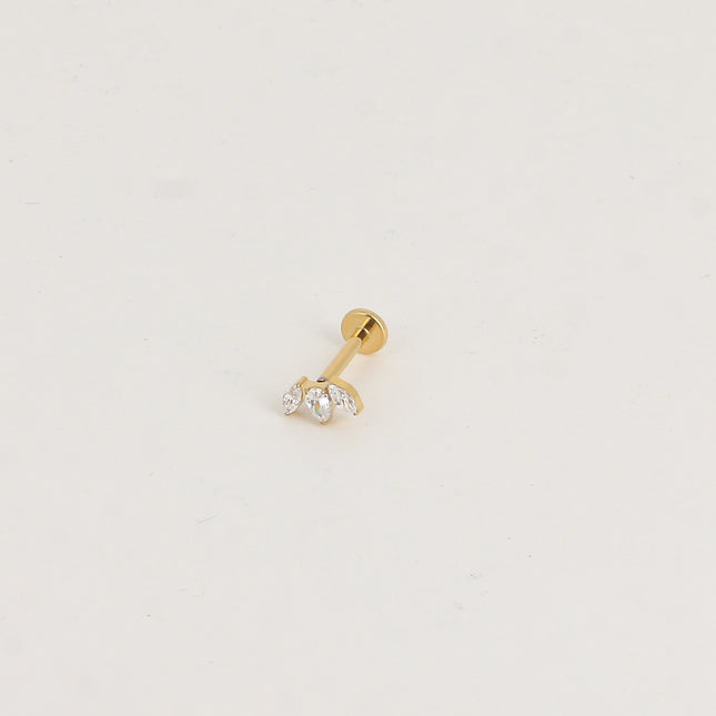 Piercing en titane - feuillage en cristal