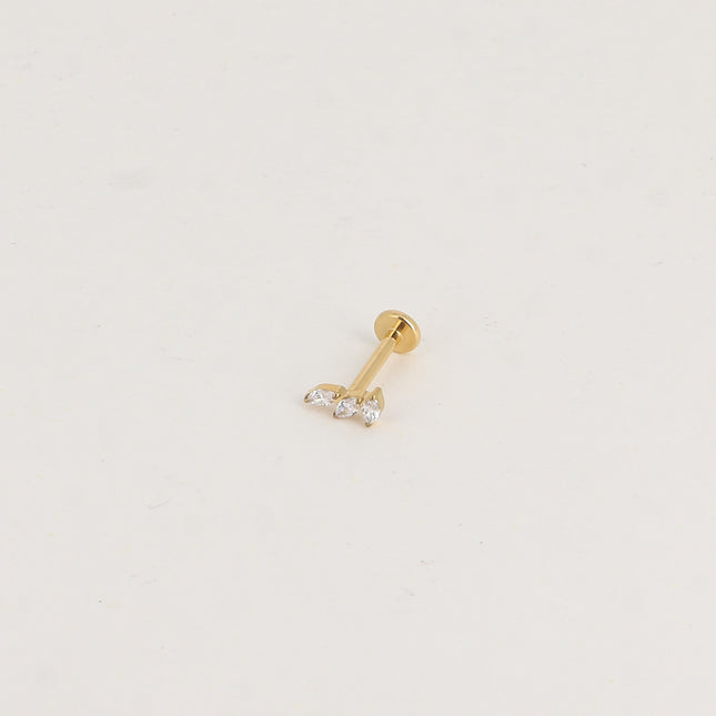 Piercing en titane - feuillage en 3 cristaux