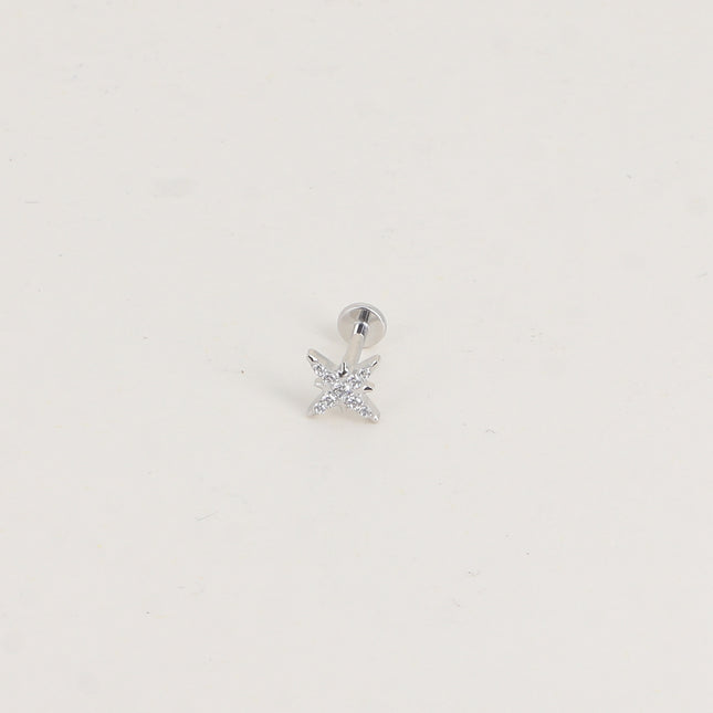 Piercing en titane - étoile du Nord en cristal