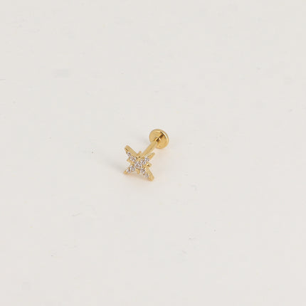 Piercing en titane - étoile du Nord en cristal