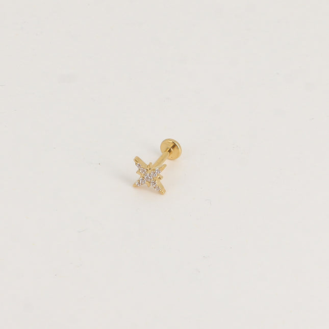 Piercing en titane - étoile du Nord en cristal