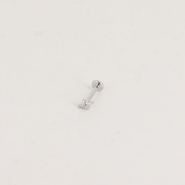 Piercing en titane - étoile avec cristal