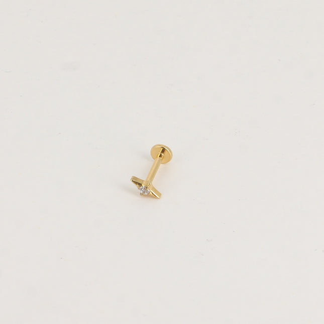 Piercing en titane - étoile avec cristal