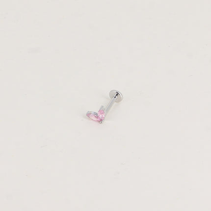 Piercing en titane - feuillage à 2 cristaux