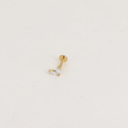 Piercing en titane - feuillage à 2 cristaux