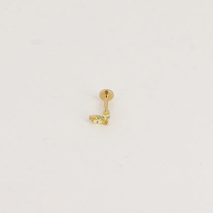 Piercing en titane - feuillage à 2 cristaux