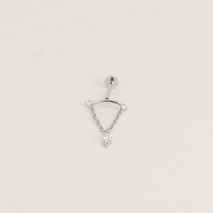 Piercing en titane - courbe, chaîne pendante et cristal ovale