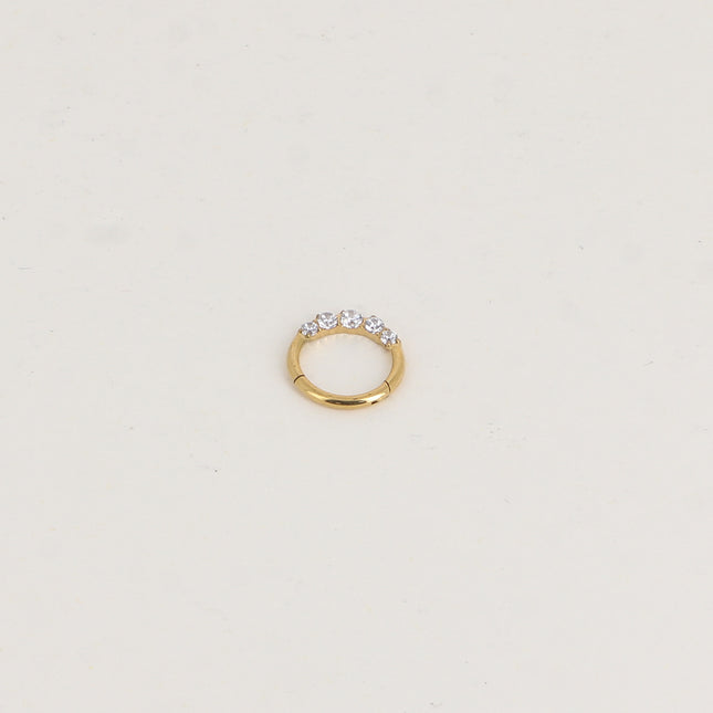Piercing en titane - anneau clicker 10mm avec cristaux