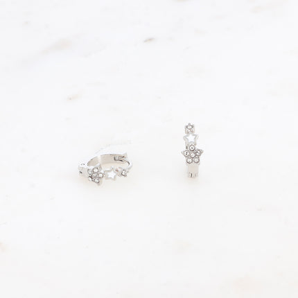 Mini créoles - triple étoile, émail et oxydes de zirconium