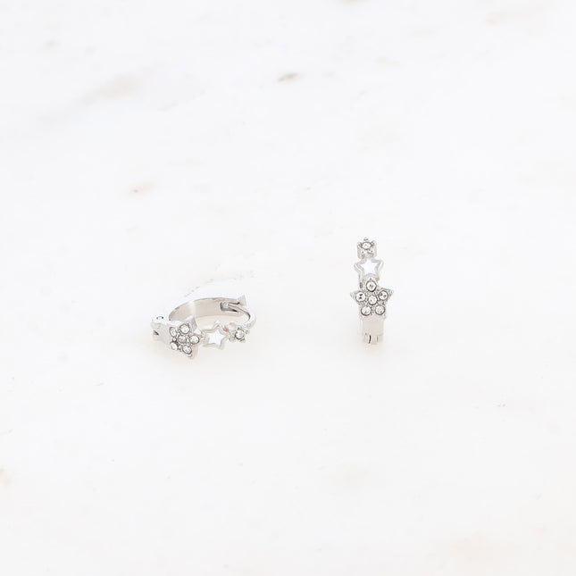 Mini créoles - triple étoile, émail et oxydes de zirconium