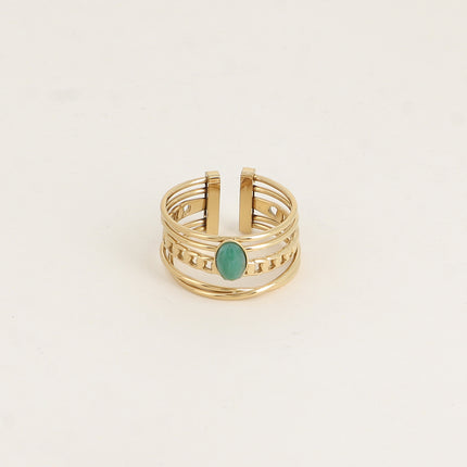 Bague - 5 anneaux, d'une pierre naturelle ovale