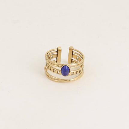 Bague - 5 anneaux, d'une pierre naturelle ovale