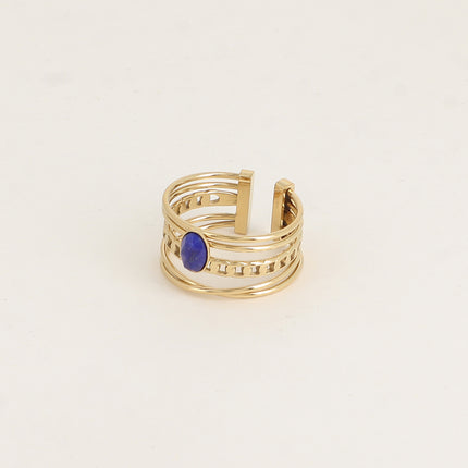 Bague - 5 anneaux, d'une pierre naturelle ovale
