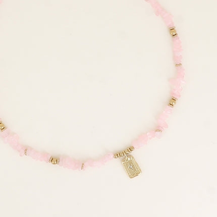 Collier - pierres naturelles, pendentif rectangulaire avec une étoile gravée