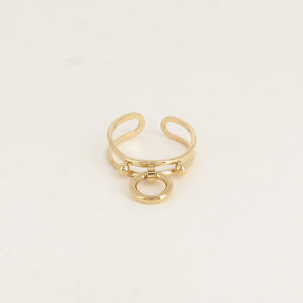 Bague - 2 anneaux, d'un anneau pendant et de deux boules