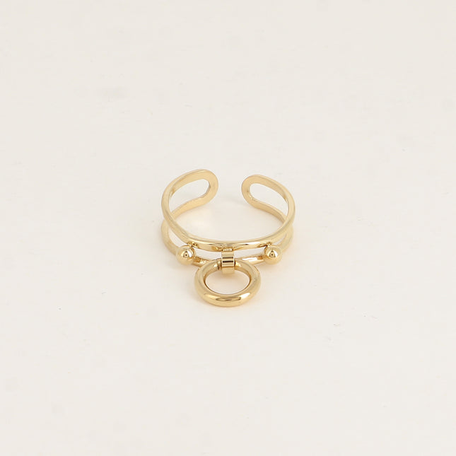 Bague - 2 anneaux, d'un anneau pendant et de deux boules