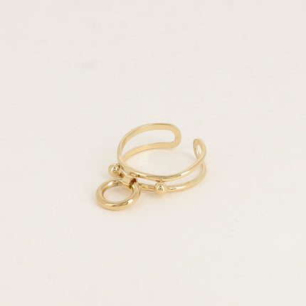 Bague - 2 anneaux, d'un anneau pendant et de deux boules