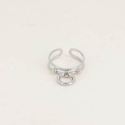 Bague - 2 anneaux, d'un anneau pendant et de deux boules