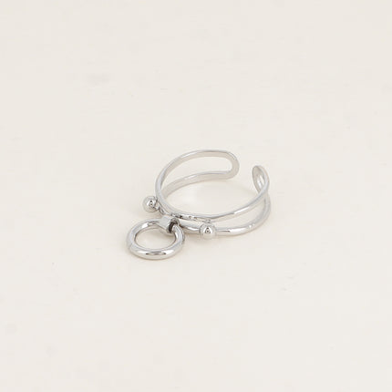 Bague - 2 anneaux, d'un anneau pendant et de deux boules