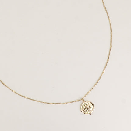Collier - pendentif rond avec un arbre de vie