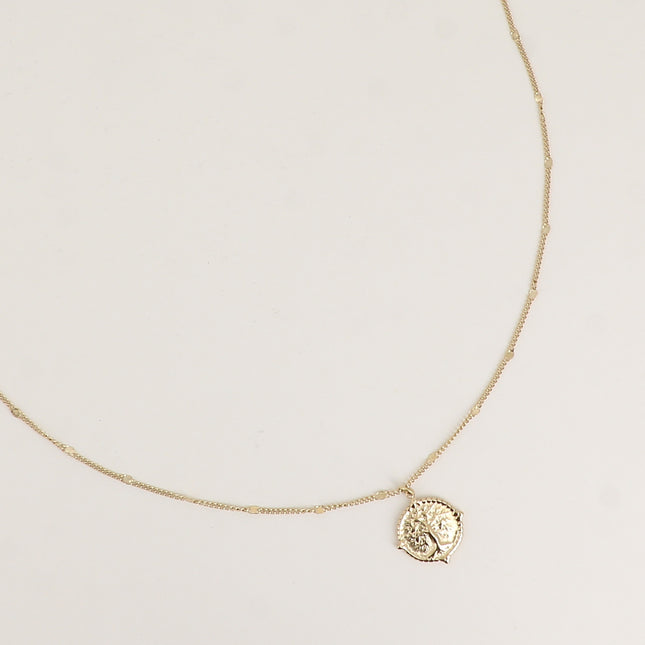 Collier - pendentif rond avec un arbre de vie