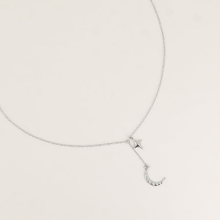 Collier Y - étoile et croissant de lune orné d'oxydes de zirco