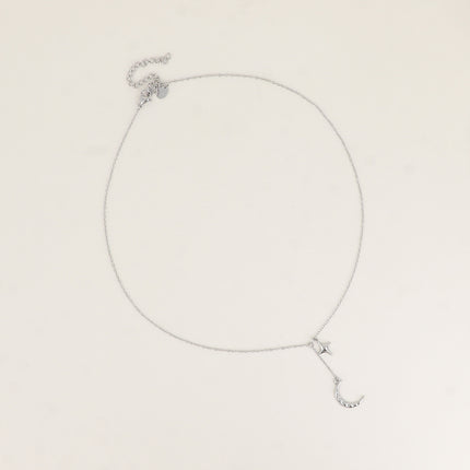 Collier Y - étoile et croissant de lune orné d'oxydes de zirco