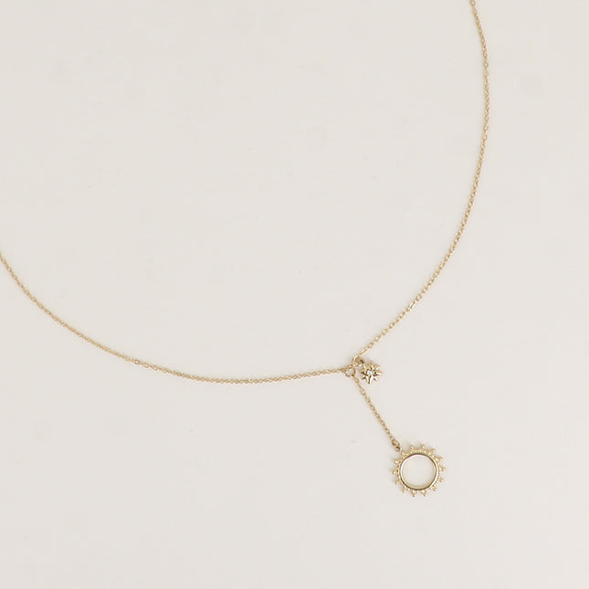 Collier Y - étoile et soleil aux traits fins