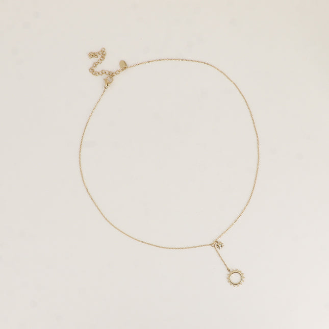 Collier Y - étoile et soleil aux traits fins