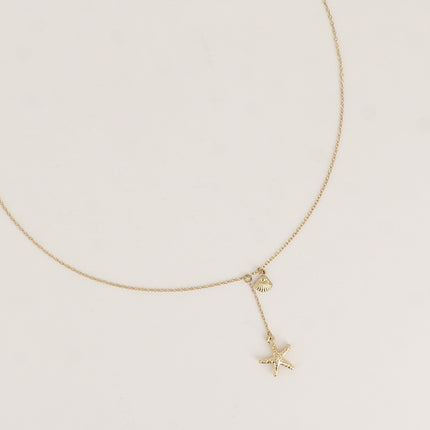 Y necklace - small seashell and starfish