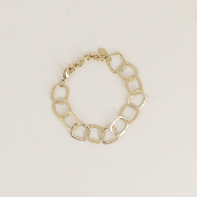 Bracelet - maille aux grands anneaux carrés texturés