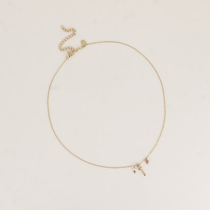 Necklace - sword-shaped pendant, freshwater pearl, natural stone