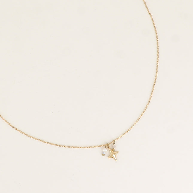 Collier - pendentif en forme d'étoile, perle d'eau douce, pierre naturelle